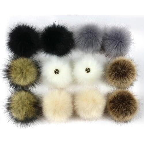 2pcs Faux Fox Fur Fluffy Ball With Pin Fake Fur Hat Pompon With Pin For DIY Hat Bags Scarves Accessories