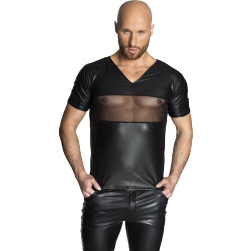 Sexy Lingerie EUROPE SEXY PVC RUBBER LATEX MENS T SHIRT EROTIC GAY VEST X6738
