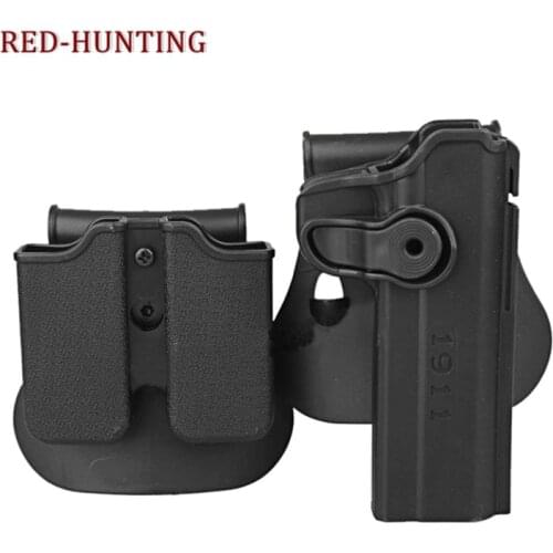 Tactical Gun Pistol Holsters with Magazine Clip Pouch Hunting IMI Holster Colt 1911 Right Hand Belt Loop Paddle Holster for 1911