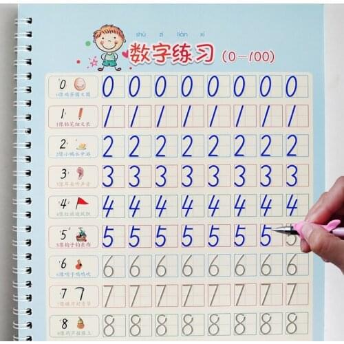 Pupils 0-100 digital Number Groove Calligraphy copybook for Kid Children Exercises Calligraphy Practice Book libros