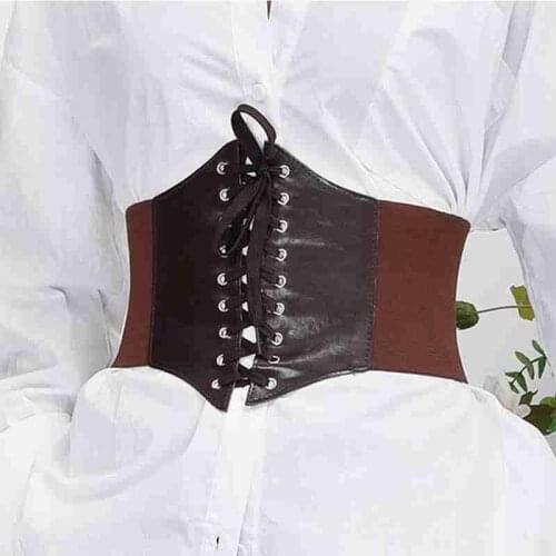 2021 Gothic Lace Up Crop Top Women Corset Slimming Body Belt Slim Cummerbunds PU Leather Top Harness Bustier Tops To Wear Out