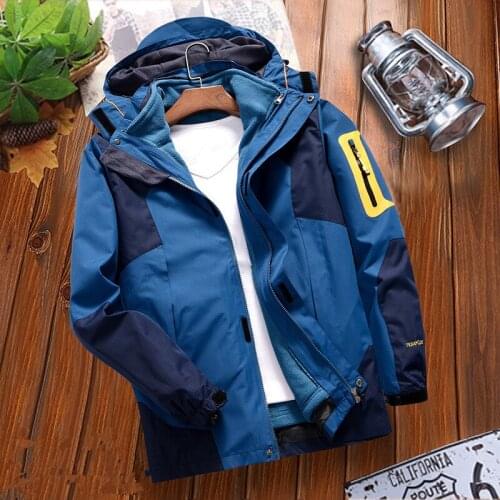 Winter Fleece Liner Windbreaker Men Women outdoor windproof waterproof 3 in 1 two-piece jacket New camping hiking Ski outerwear