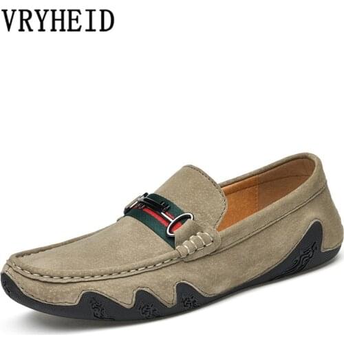 VRYHEID New Mens Loafers Spring Autumn Men Casual Shoes Genuine Leather Driving Shoes Texture For Men Flats Shoes Plus Size 47