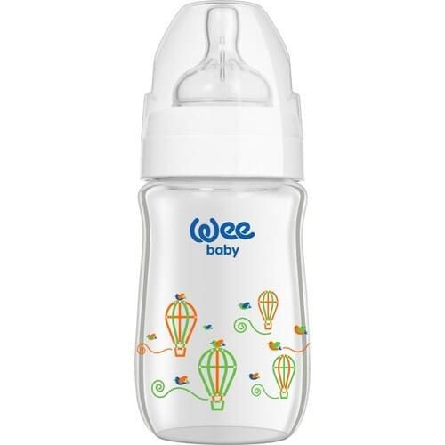Wee Baby Classic Plus 180 ML Wide Mouth Heat Resistant Glass Baby Bottle-White