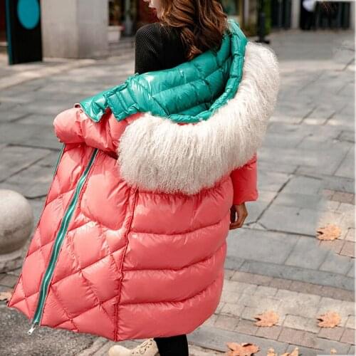 X-long winter coat clothes women 2021 new fashion down jacket Both sides to wear hooded natural Mongolian wool collar parka warm