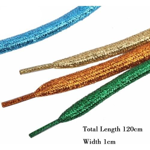 1 Pair Colorful Shoelaces For Sneakers Metallic Glitter Shiny man women Gold Shoelaces 120cm Flat shoe laces running shoe String