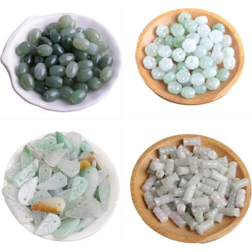 1pcs New Pattern Natural Jadeite Leaves Pieces DIY Jewelry Loose Bead Bracelet Necklace Anklet Handmade Accessories Wholesale
