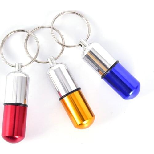 1pcs Waterproof Aluminum Pill Box Case Bottle Drug Holder Container Keychain Medicine Box Camping Equipment Camping Gadget HOT