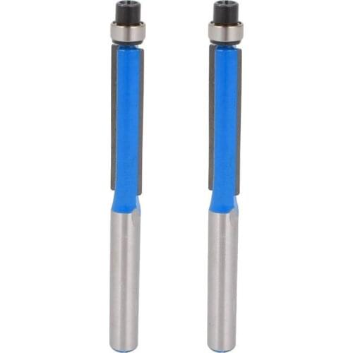 2pcs 2.6 inch Long 2 Edges Flush Trim Router Bit 1/4 inch x 1/4 inch for Carpenter