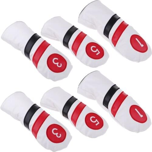 6Pcs Golf Driver Head Cover 1 3 5 Fairway Woods Headcovers Golf Club Protect Cover Golf Accessories Replacement Supplies