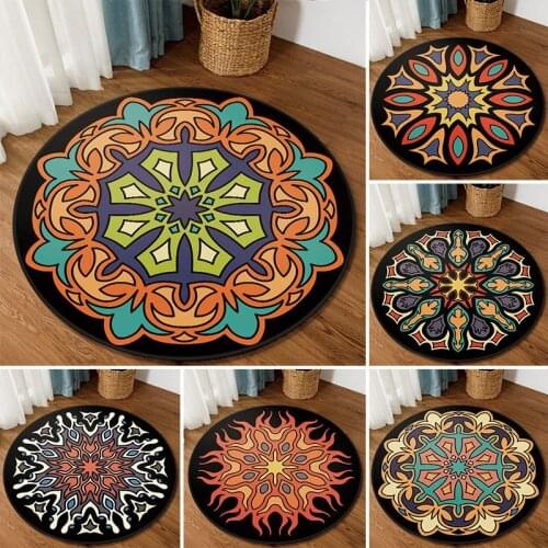 American national vintage ethnic totem mandala round carpet Non-slip Balcony coffee table hanging basket home decoration mat