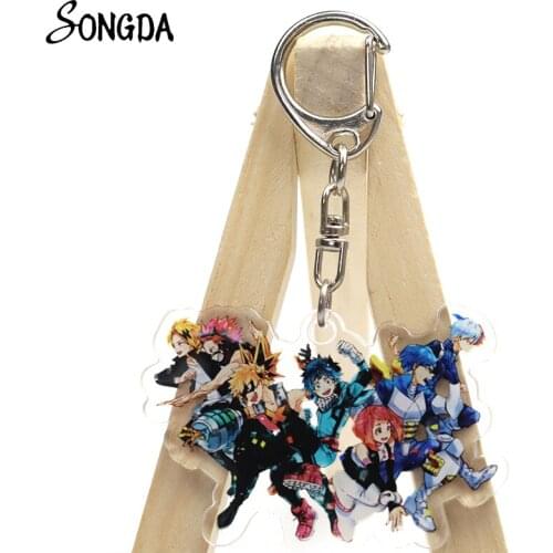 Anime My Hero Academia Keychain Cartoon Boku no hero Academia Cosplay Double Sided Acrylic Key Chain Car Bag Keyrings Fans Gifts