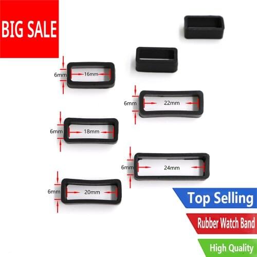 CARLYWET16 18 20 22 24mm 1pc Silicone Rubber Loops Replacement Accessories Holder Locker For Wrist Watch Straps Band