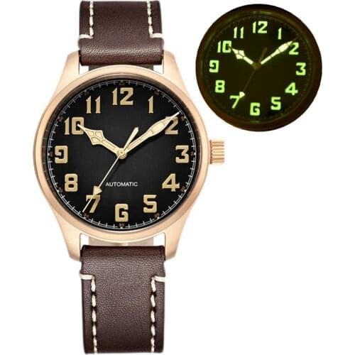 Vintage Bronze Sports Watch Men Pilot NH38 Automatic Mechanical Wristwatches 100M Diver Watch Mens 42mm Luminous Watches BALTANY
