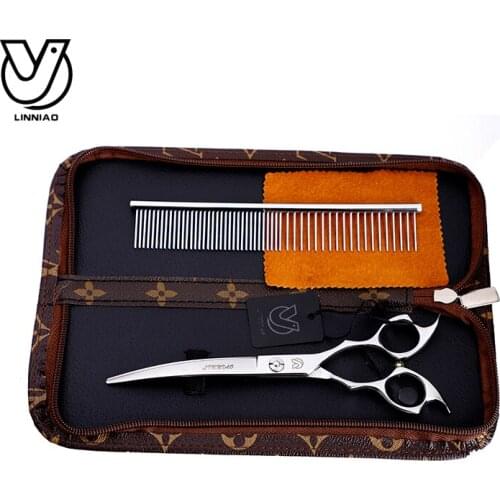 Quality 9cr13 steel 7inch Silver Curved Scissor Professional Shear Dog Pet Grooming Scissor Animal Haircut Honden Trim Scharen