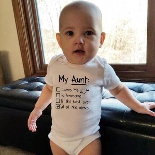 My Aunt Loves Me and Awesome Summer Funny Infant Baby Bodysuit Toddler Hipster Cotton Jumpsuit Trendy Newborn Baby Body suits