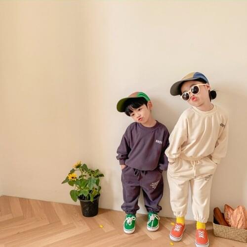8584 Children Clothing Set Kids Sport Suit 2021 Autumn New Fish Scale Cotton Trendy Sweatershirt+Pant Boys Girls 2 Pieces Suit