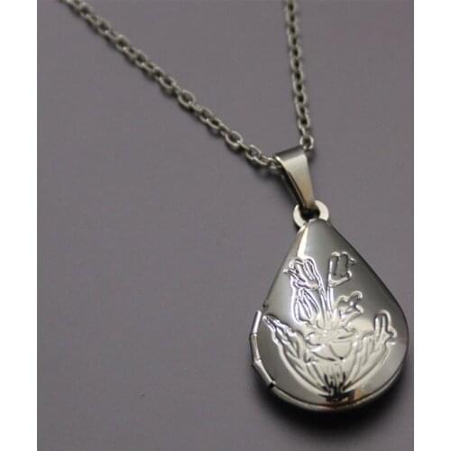 1pc Cute Waterdrop Photo Frame Pendant Necklace Tear Drop Charms Floating Locket Necklaces Women Men Fashion Memorial Jewelry