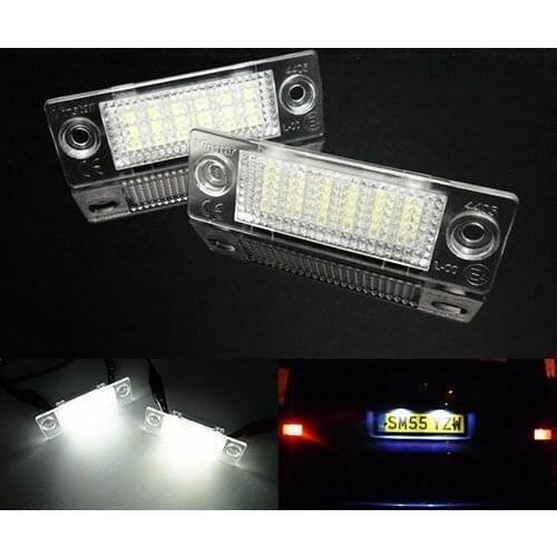 2x 18W Car License Plate Lamp White LED 6000K Car Light Accessories For VW Touran Golf Passat Jetta Caddy T5 3B5 998 026 A