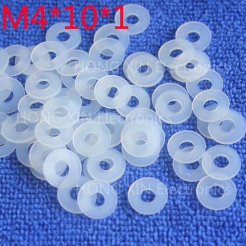 M4*10*1 White 100pcs Nylon Washer Plastic Flat Spacer Washer Thickness circular round Gasket Ring High Quality circular
