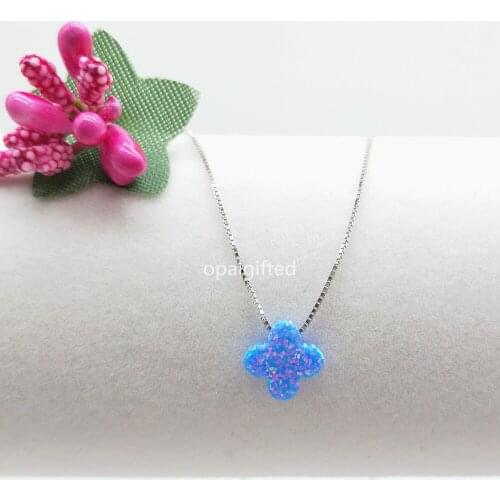 MOQ=1pc 2020 Hot Sale 10mm op74 Synthetic Flower Opal pendant for Wedding necklace 925 silver flower Trendy Jewelry High Quality