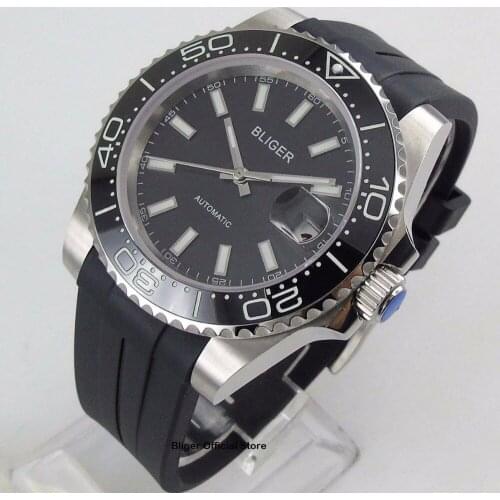 Fashional 40mm Saphire Glass Self Winding Mens Watch Black Dial 21 jewels MIYOTA 8215 Automatic Men Timewatch