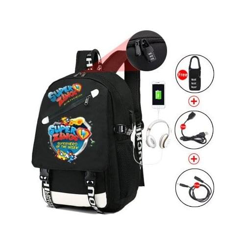 Fashion Super Zings Mochila for Student School Bags Usb Multifunction Waterproof Laptop Travel Student Backpack Games Bookbag