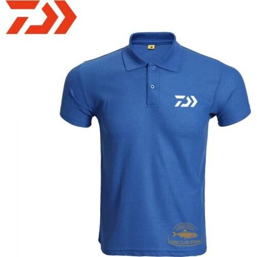 2020 Daiwa Mens Summer Fishing T-shirts Outdoor Mountaineering Solid Color Lapel Short-sleeved T-shirt Casual Fishing Clothes