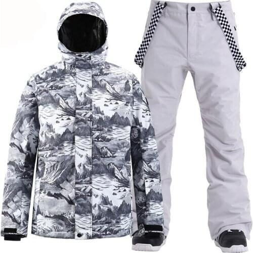Mens Snow Suit Wear SMN Brand Fashion Snowboarding Clothing Waterproof Costumes Winter Outdoor Suit Ski Jacket + Bibs Pant Male