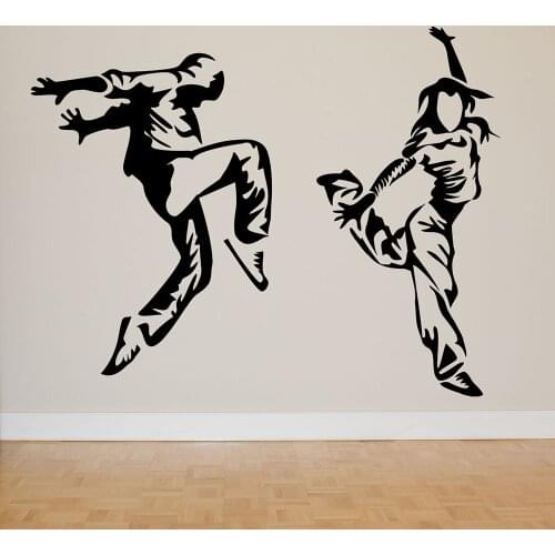 Hip Hop Dancers Wall Decal Breakdance Dance Studio Teens Bedroom Interior Decor Cool Style Door Window Vinyl Stickers Mural E260
