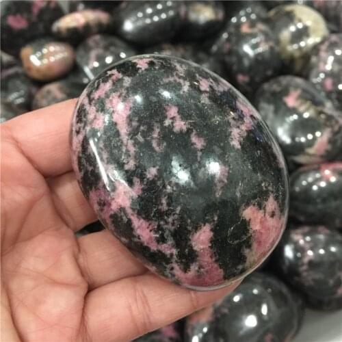 Natural Black and Red Tourmaline Crystal Palm Stone Crystal Stone Irregular Smooth Polished Pebble Reiki Healing Chakra Stone