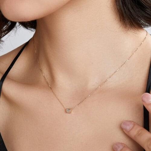 Luxury 14K gold necklaces for women,real yellow gold chain Round circle Zircon pendant necklace party wedding fine jewelry gifts