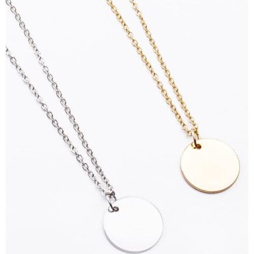 Simple Little Round Metallic Medal Golden Silver Plated Necklace Choker for Women