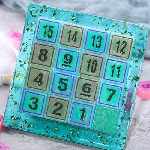 R58E 2Pcs/Set Digital Puzzle Crystal Epoxy Resin Mold Number Puzzles Games Silicone Mould DIY Crafts Casting Tools