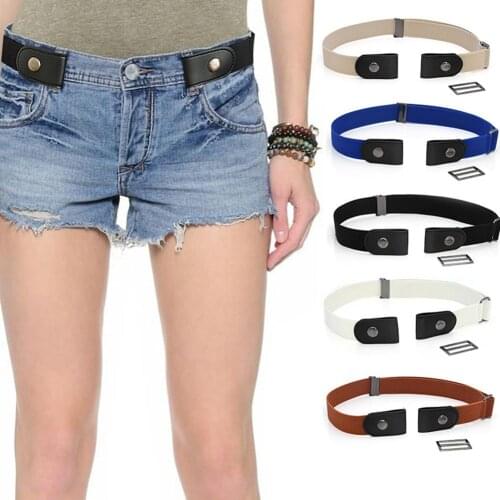 Women Belts Invisible Buckle Free Faux Leather Elastic Waistband Belt for Jeans Pants ремень 2021 All-match