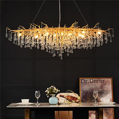 Nordic Luxury Gold Crystal Chandelier LOFT Villa Large Lustre LED Chandeliers for Living Room Restaurant Lighting Luminaire