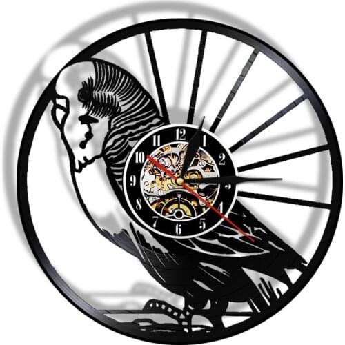 Parrot Silhouette Modern Vinyl Record Wall Clock Pet Animals Parrot Macaw Bird Children Room Decor Wall Hanging Art Clocks Watch