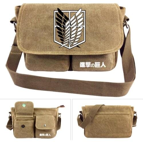 Attack on Titan Japan Anime Cross body Bag Messenger Bags Canvas Shoulder Bag Cartoon School Book Tote