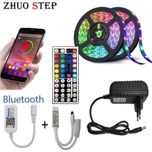 LED Strip Lights Bluetooth RGB 5050 10M 15M SMD Flexible Ribbon Fita Tape Diode DC 12V Control Adapter