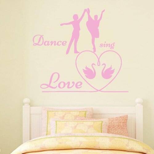 Man And Woman Dance Sing Love Wall Sticker Home Decor Removable Romantic Swans Wall Decals Living Room Bedroom Decoration Murals