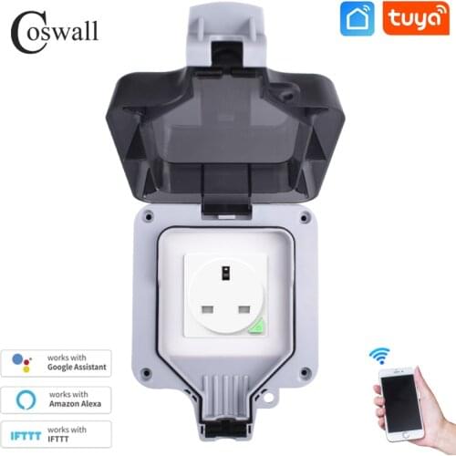 Tuya / Smart Life Wifi Voice Control IP66 Waterproof UK Standard Socket Timer Switch Programmable Work With Alexa Google Home