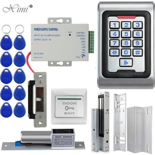 Outdoor IP68 Waterproof RFID Keypad Touch Access Control System Electric Strike Lock+ Password Keypad RFID Reader Counter Strike