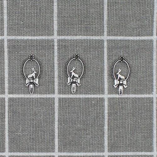 12pcs 13*26mm Ancient Makeup mirror rabbit Charms Pendant For Jewelry Making DIY Metal Handmade Bracelet necklace Crafts X1835