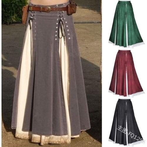Women medieval skirt costume plus size Elegant patchwork skirt female retro princess cloth ladies S-XXXXXL