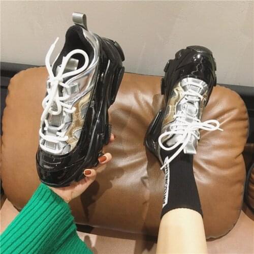 Winter Fashion Luxury Designer Leather Mirror Womens Tennis Shoes Womens Thick Soles Increased Casual Sneakers Shoes U13-85