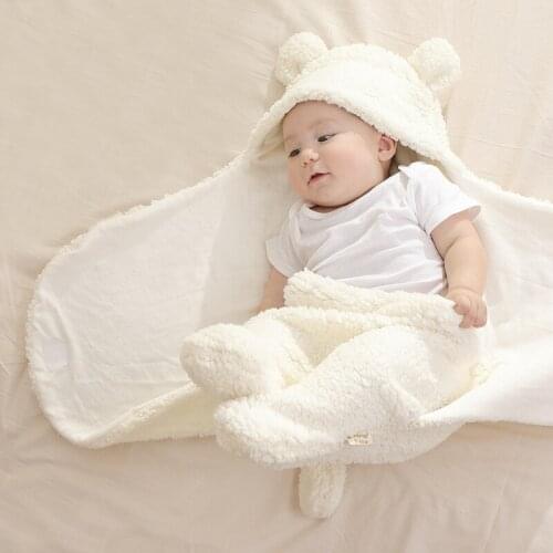 0-36 Months Baby Girls Boys Winter Fleece Warm Sleeping Bag Cotton Pure Color Swaddle Hug Blanket Newborn Baby Warm Blanket