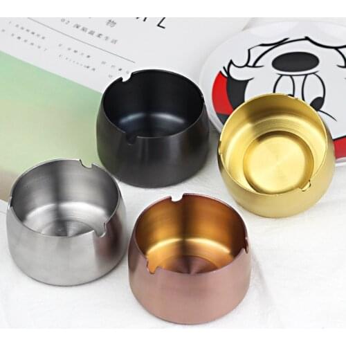 1PCS Round durable removable ashtray stainless steel high temperature resistant tobacco box household desktop ashtray