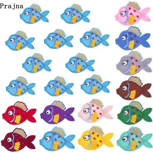 Prajna 10PCS Cartoon Fish Patches Embroidered Patches For Clothing Iron On Cheap Patches For Clothes Applique Kids Jacket DIY