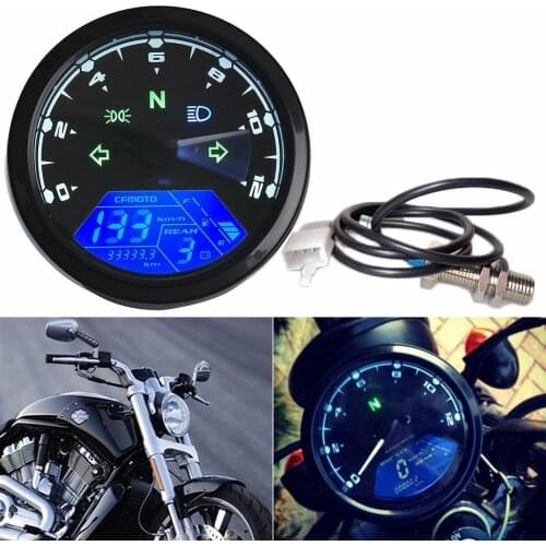 12000RPM 6 Gear Universal Motorcycle LCD Digital 199km/h Speedometer Odometer Backlight Motorcycle Tachometer Motorcycle Gauge