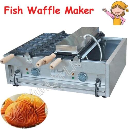 2 Plates Taiyaki Maker Electric Fish Shape Waffle Maker Commercial Grain Snapper Burn Grilled Fish Cone Machine FY-1104A
